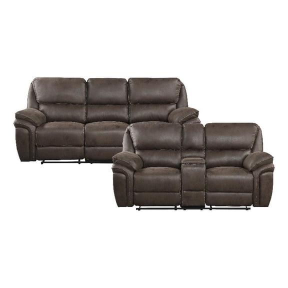 Lexicon Proctor 2-Piece Microfiber Upholstery Manual Reclining Sofa Set in Brown