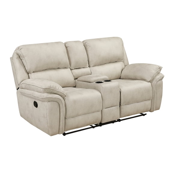 Lexicon Proctor Microfiber Double Reclining Love Seat w/ Center Console in Sand