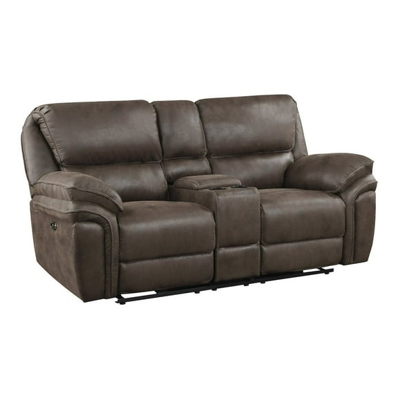 Lexicon Proctor Microfiber Manual Double Reclining Love Seat  in Brown