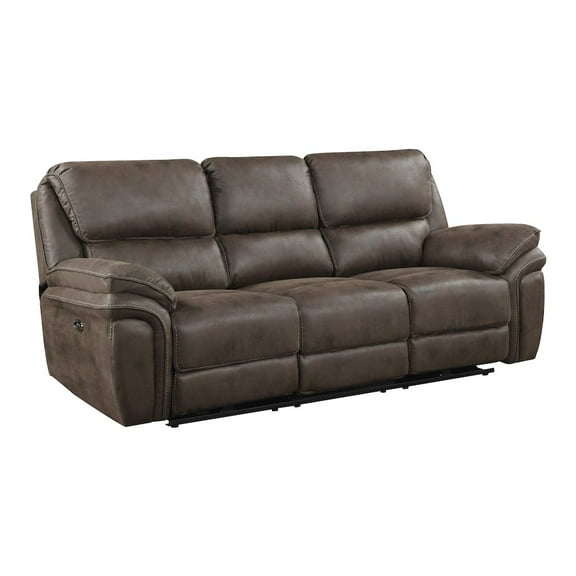 Lexicon Proctor Microfiber Power Double Reclining Sofa in Brown