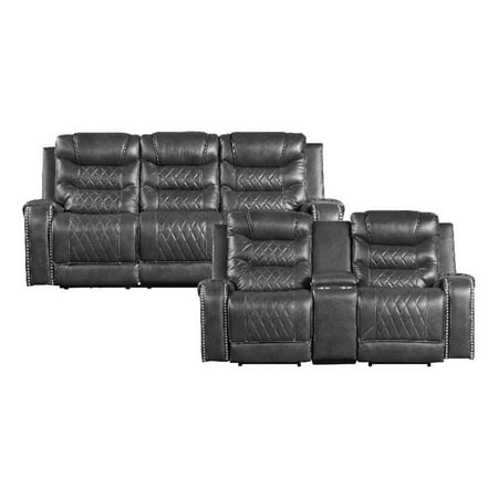 Lexicon Putnam 2-Piece Upholstered Power Reclining Sofa Set in Gray