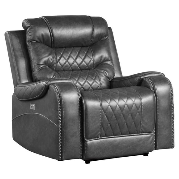 Lexicon Putnam Traditional Faux Leather Power Reclining Chair in Gray