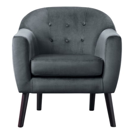Lexicon Quill Velvet Upholstered Accent Chair in Gray