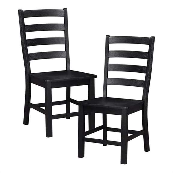 Lexicon Redmond Solid Wood Dining Side Chair-Set of 2 in Black