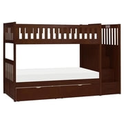 Lexicon Rowe Reversible Step Storage Wood Bunk Bed with Storage Boxes in Cherry