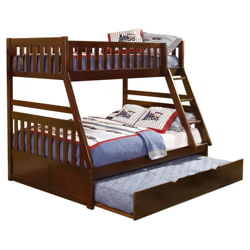 Lexicon Rowe Wood Twin over Full Bunk Bed with Trundle Bed in Dark ...