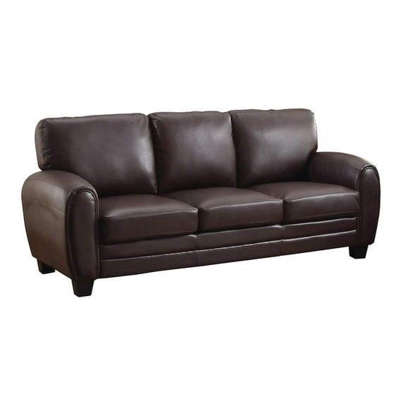 Lexicon Rubin Faux Leather Uholstery Sofa in Dark Brown Color