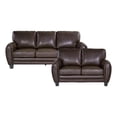 thumbnail image 1 of Lexicon Rubin Faux leather 2-Piece Upholstered Sofa Set in Dark Brown, 1 of 12