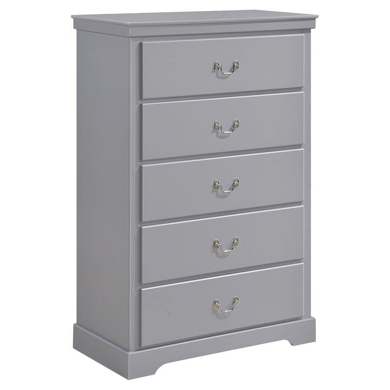 Gray 31-inch 5-Drawer Wood Chest with Chrome Handles