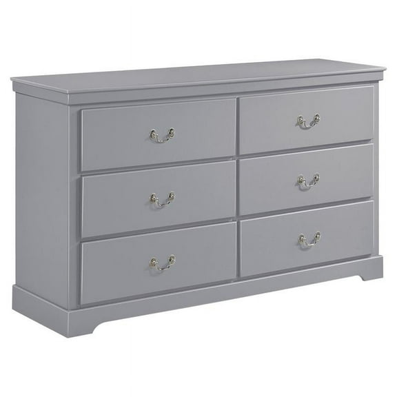 Lexicon Seabright 6-Drawers Traditional Wood Dresser in Gray