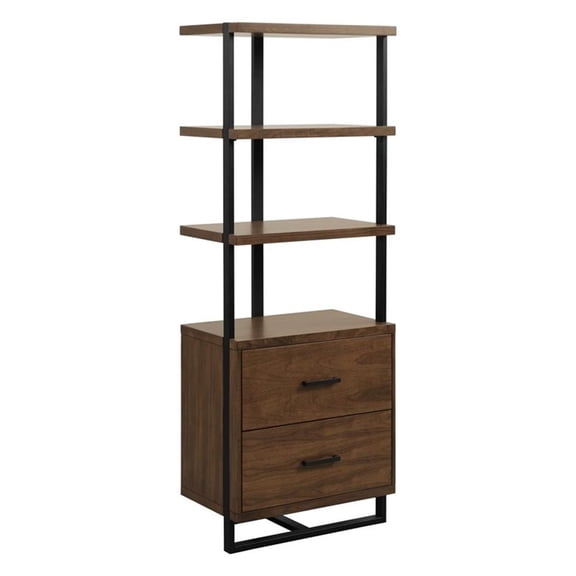 Lexicon Sedley Metal 3 Shelf Bookcase in Walnut and Black