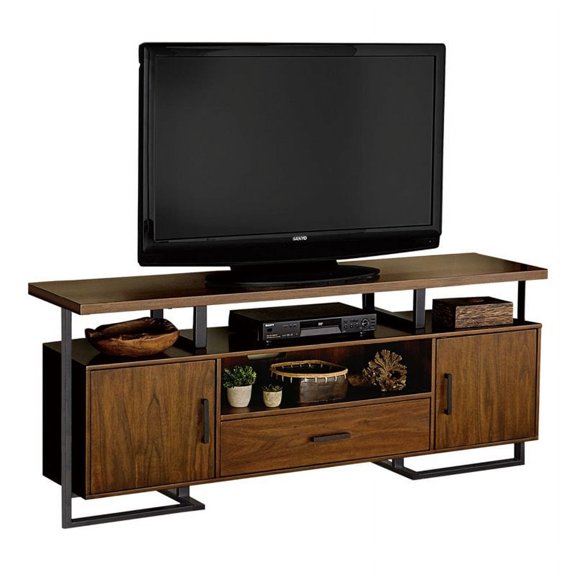 Lexicon Sedley Metal 68" TV Stand in Walnut and Black