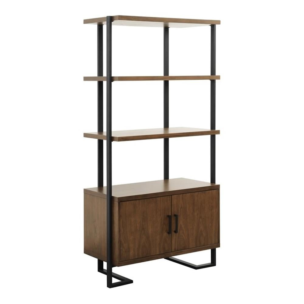 Lexicon Sedley Mid-Century Bookcase - Metal & Wood in Walnut/Rustic ...