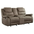 thumbnail image 1 of Lexicon Shola Transitional Microfiber Double Glider Reclining Love Seat in Brown, 1 of 9