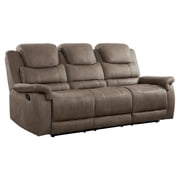 Lexicon Shola Transitional Microfiber Double Reclining Sofa in Brown