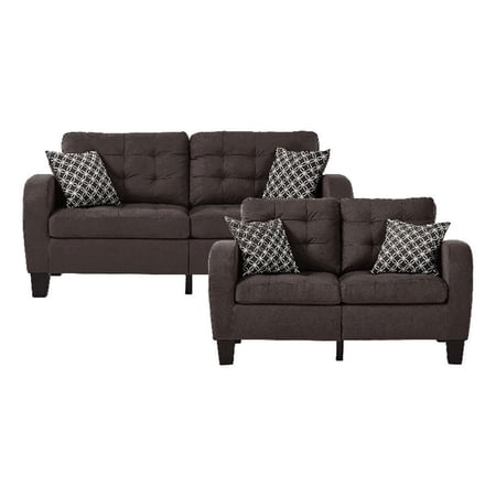 Lexicon Sinclair Textured Fabric 2-Piece Upholstered Sofa Set in Chocolate