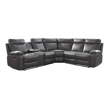 Lexicon Socorro 3-Piece Wood & Faux Leather Reclining Sectional in Gray