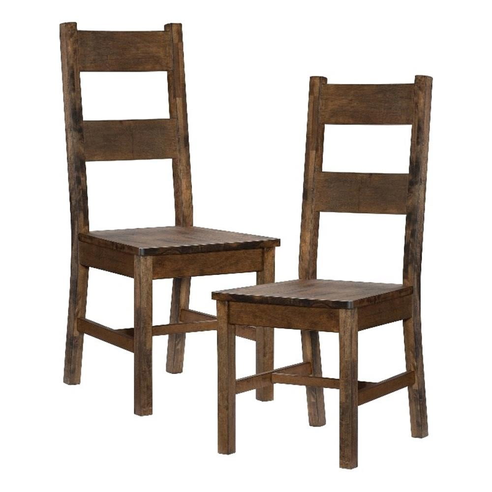 Burnished Brown Solid Wood Ladderback Rustic Side Chair Set