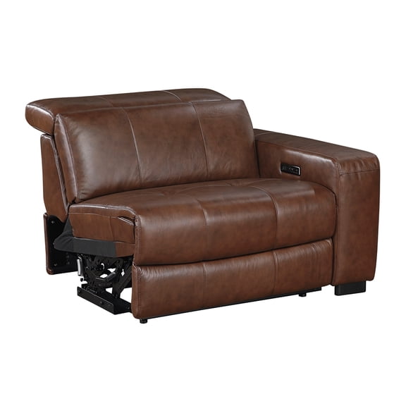 Lexicon Sutton Leather (2/2) Power Right Side Reclining Chair in Brown