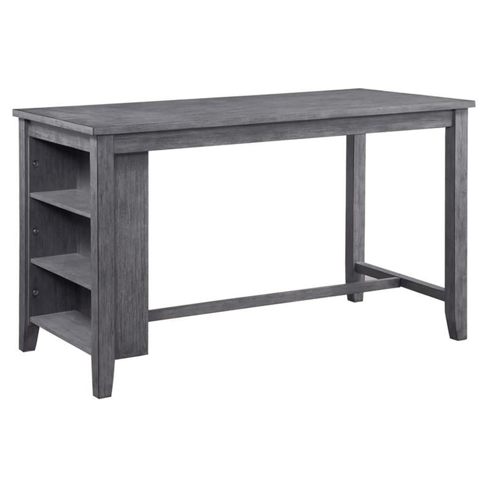 Transitional Gray Solid Hardwood Counter Height Dining Table with Storage