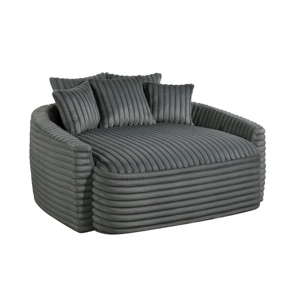 Lexicon Tomball Corduroy Oversized Chaise Lounge in Dark Gray