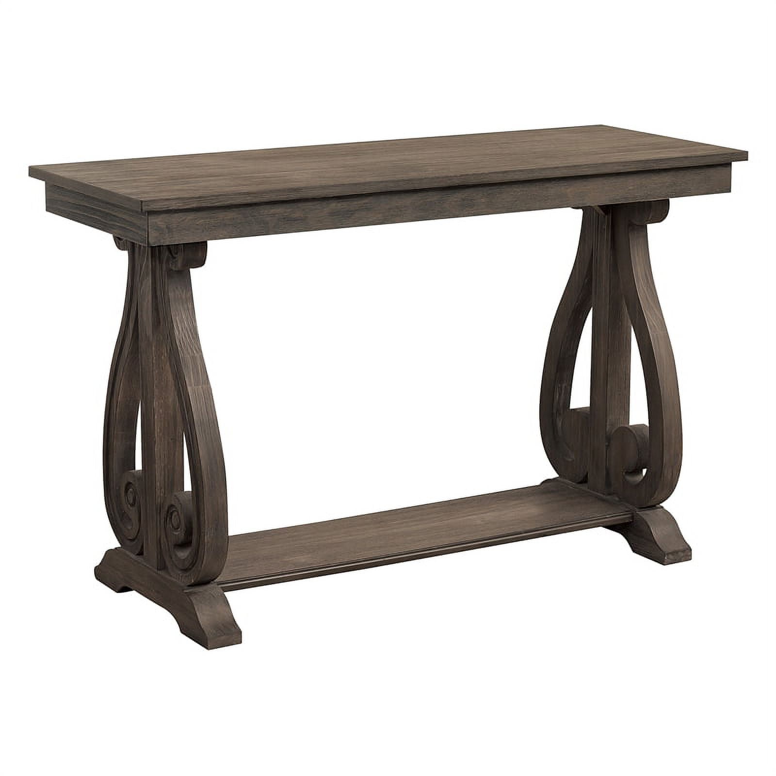 Distressed Dark Oak Rectangular Console Table with Lower Shelf