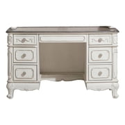 Lexicon Traditional Wood and MDF Board Writing Desk in Antique White/Gray