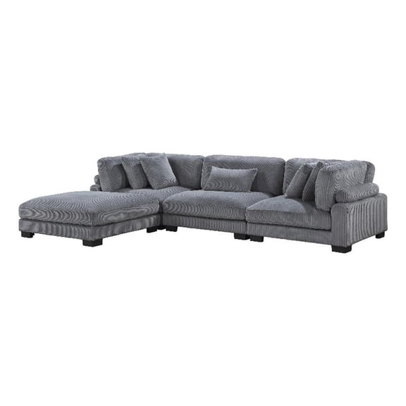 Lexicon Traverse 4-Piece Corduroy Modular Sectional with Ottoman in Gray
