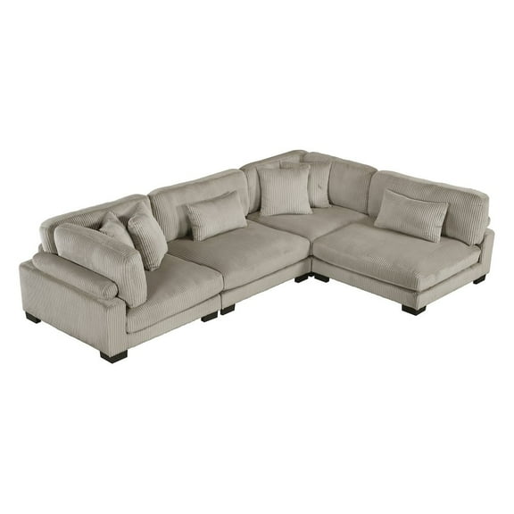 Lexicon Traverse Corduroy 4-Piece Modular Sectional in Taupe