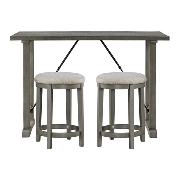Lexicon Auburndale Textured 3-Piece Dining set (1 table + 2 stools) in Gray