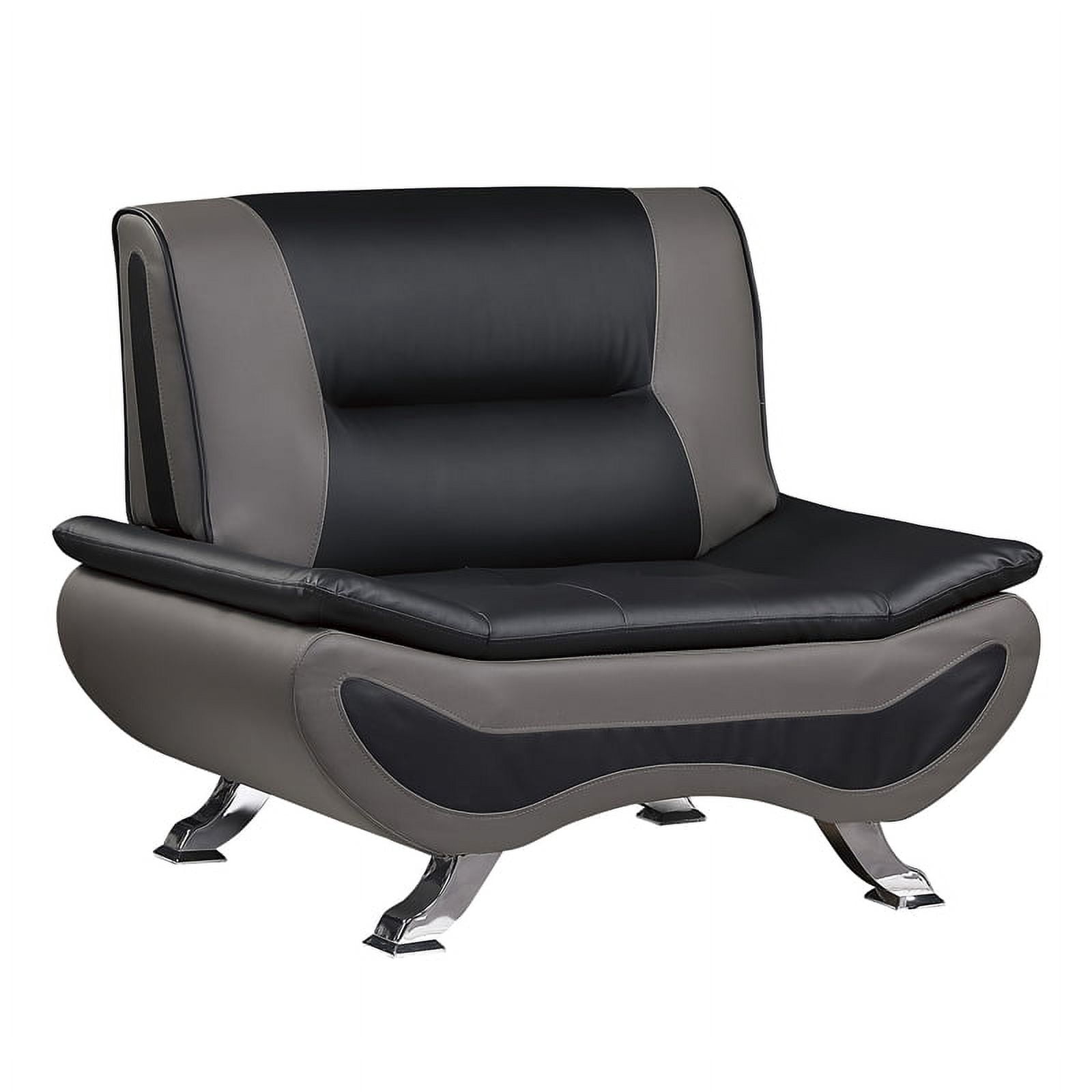 Lexicon Veloce Faux Leather Accent Chair in Black and Gray
