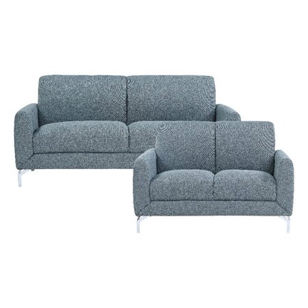 Lexicon Venture Textured Fabric 2-Piece Upholstered Sofa Set in Blue