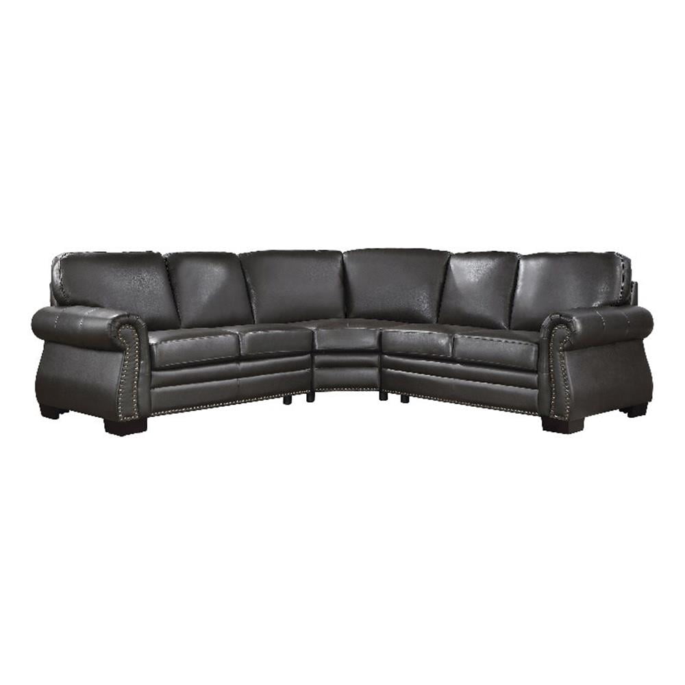 Lexicon Wareham 3-Piece Traditional Plywood and Leather Sectional in ...