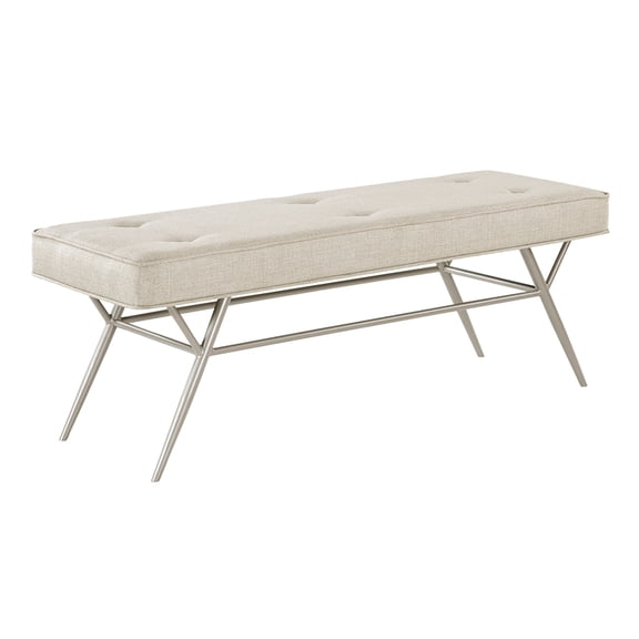Lexicon Warren Textured Fabric Bench with Plush Foam Cushioned Seat in Beige