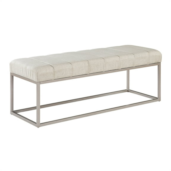 Lexicon Wendell Textured Fabric Bench with Plush Foam Cushioned Seat in Beige