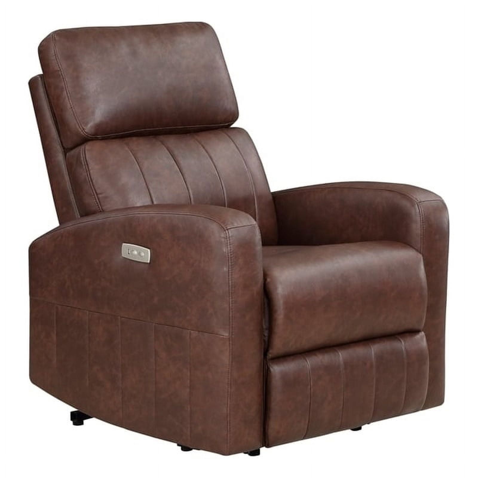 Lexicon Wheaton Upholstered Faux Leather Power Lift Chair in Brown