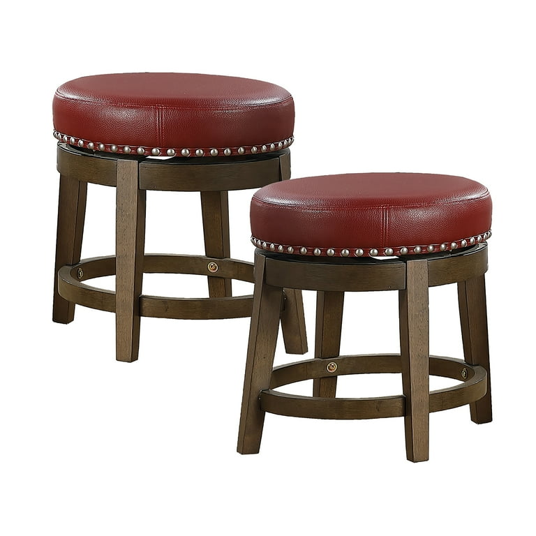 Lexicon Whitby 18 Inch Dining Height Round Swivel Seat Bar Stool Red 2 Pack