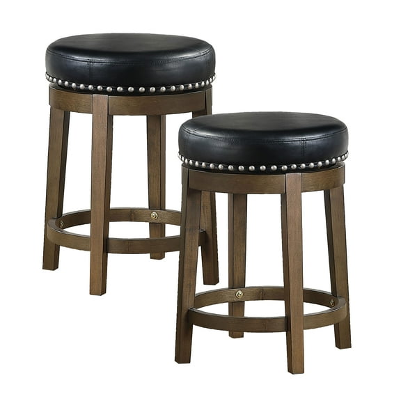 Lexicon Whitby 25 Inch Counter Height Round Swivel Seat Stool, Black (2 Pack)