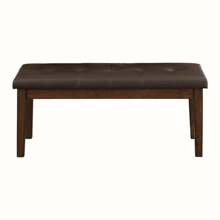 Lexicon Wieland 46" Transitional Faux Leather Dining Room Bench in Brown