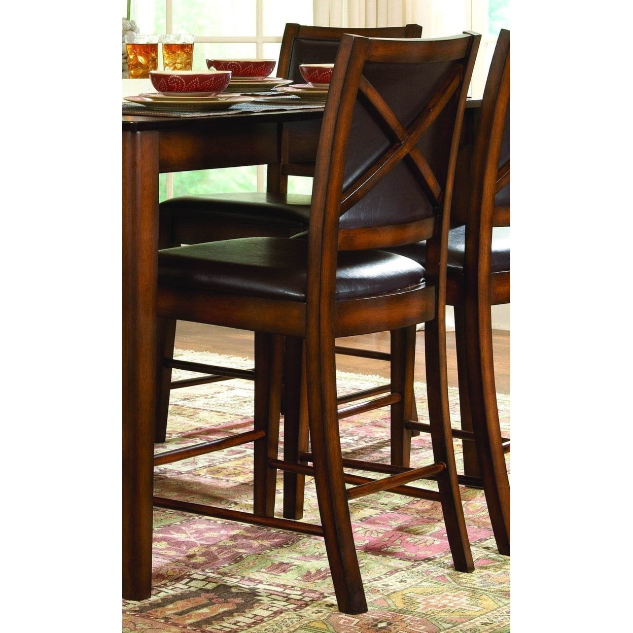 Lexicon Wood Counter Height Dining Room Chairs in Wire Brushed Amber