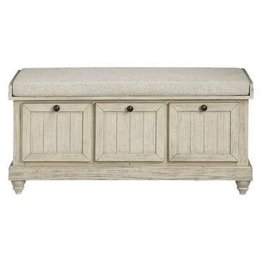 Lexicon Woodwell Wood Storage Bench in White