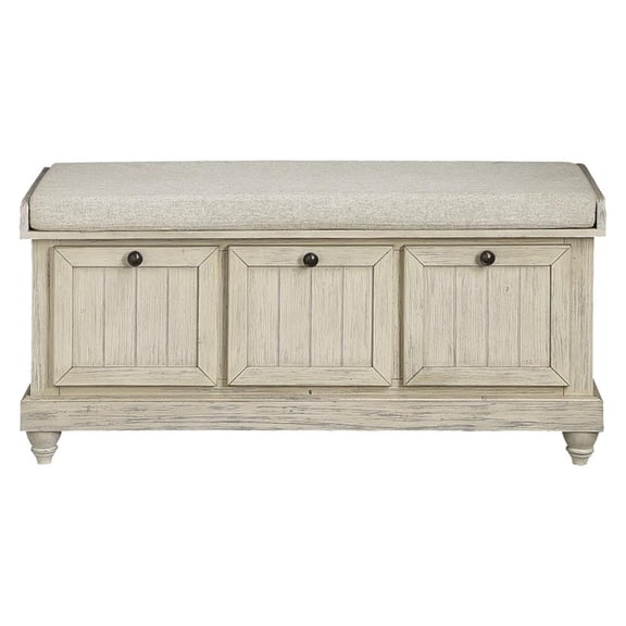 Lexicon Woodwell Wood Storage Bench in White