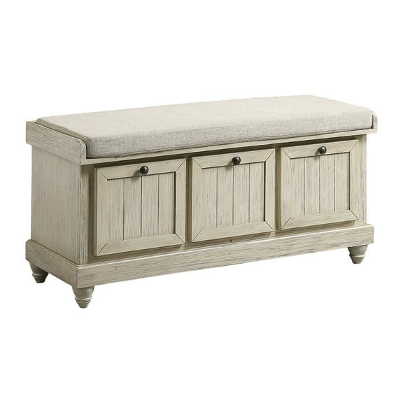 Lexicon Woodwell Wood Storage Bench in White