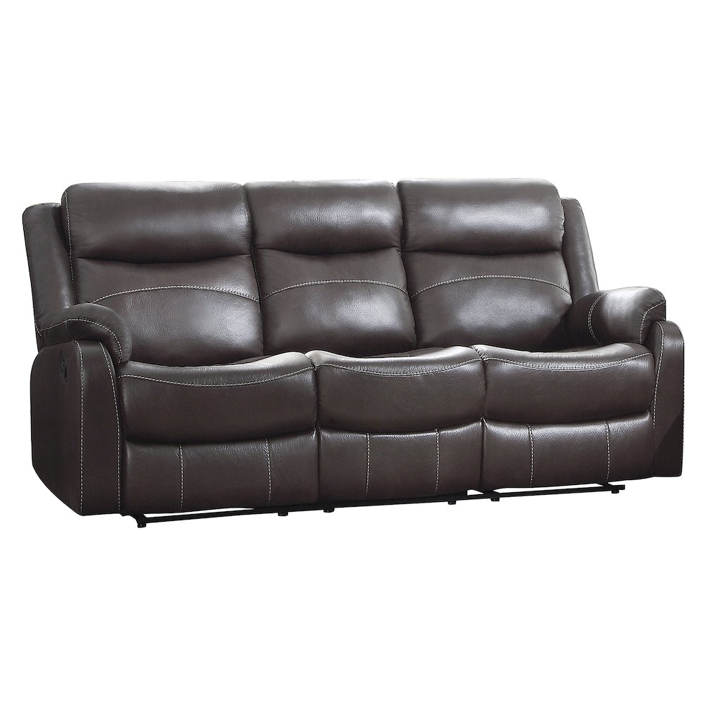 Lexicon Yerba Double Reclining Sofa with Drop-Down Cup Holders in Dark Brown
