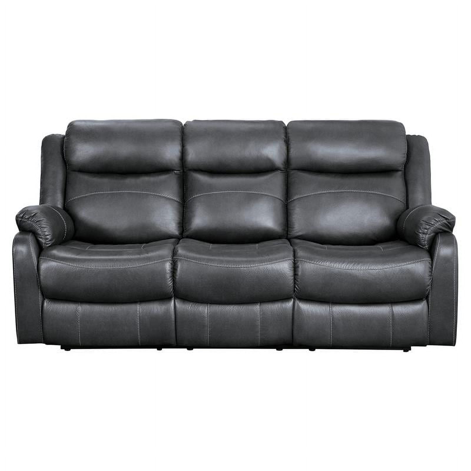 Gray Microfiber Manual Reclining Sofa with Cup Holders and Storage