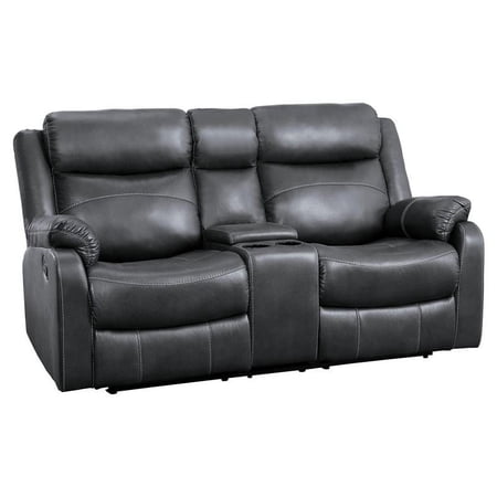 Lexicon Yerba Microfiber Double Reclining Loveseat with Console in Dark Gray