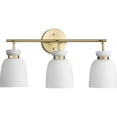thumbnail image 1 of Lexie Collection Three-Light Brushed Gold Contemporary Vanity Light, 1 of 12