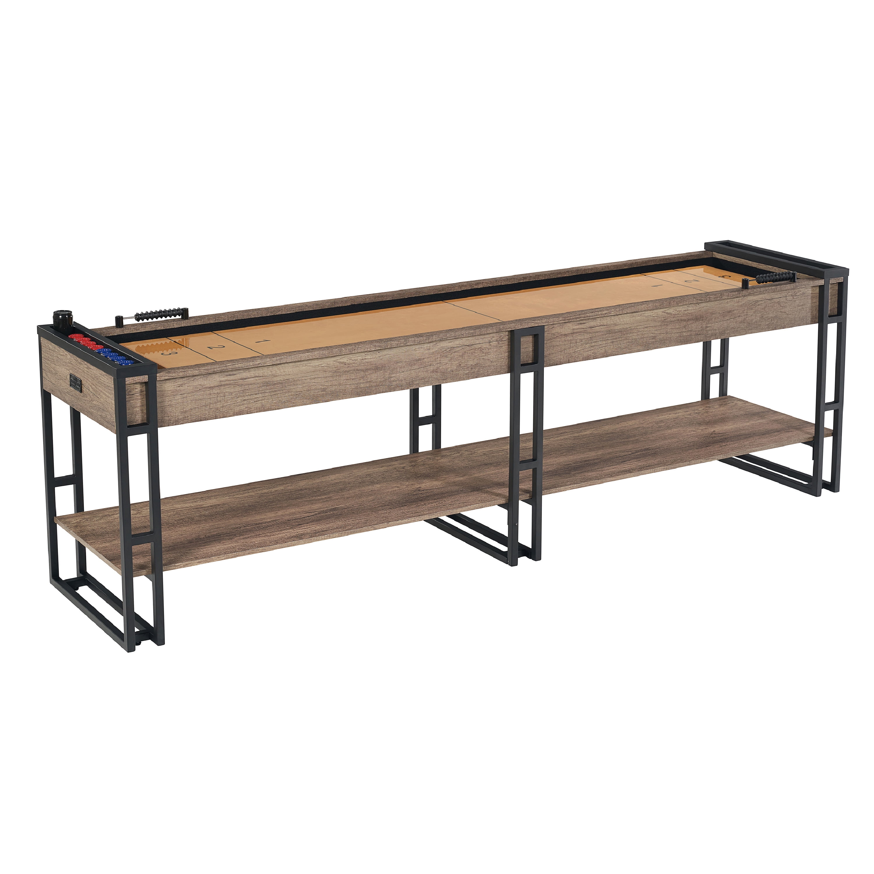 Lexington 9ft Black Metal and Wood Shuffleboard Table