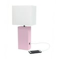 thumbnail image 1 of Lexington 21" Leather Base Modern Home Decor Bedside Table Lamp With Usb Charging Port For Living Room, Blush Pink, 1 of 8
