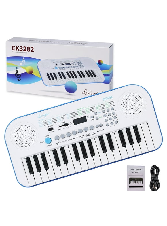 Lexington 32 Key Electric Keyboard, Small Digital Piano for Beginners, Mini Portable Musical Gift, White